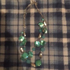 Blue with silver necklace